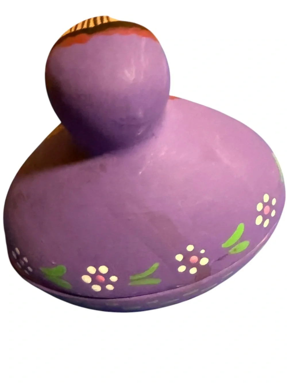 Hand-Painted Purple Mexican Ceramic Doll - Playa del Carmen